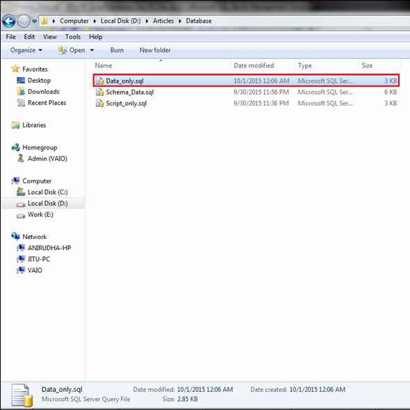 script is generated with Data